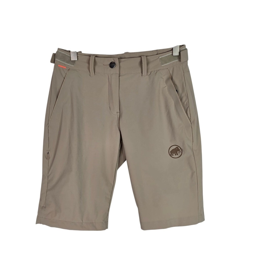MAMMUT Runbold Shorts Womens 2 Beige Softshell Hiking Adjustable Waist 9"